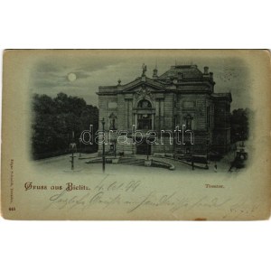 1899 (Vorläufer) Bielsko-Biala, Bielitz ; Theater am Nacht / théâtre de nuit