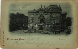 1899 (Vorläufer) Bielsko-Biala, Bielitz ; Theater am Nacht / théâtre de nuit