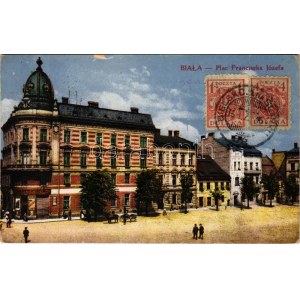 1922 Bielsko-Biala, Biala ; Plac Franciszka Jozefa / square (surface endommagée)