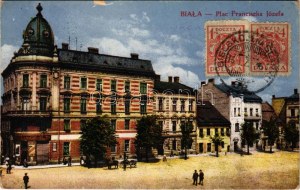 1922 Bielsko-Biala, Biala; Plac Franciszka Jozefa / square (surface damage)
