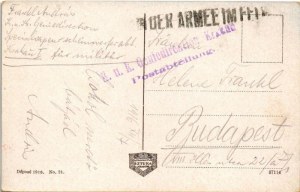 1916 Kraków, Krakkau, Krakkó; Poczta i ul. Starowiślna / pałac pocztowy, ulica, tramwaje