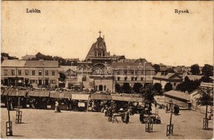 1916 Lublin, Rynek / market square, shops (fl)