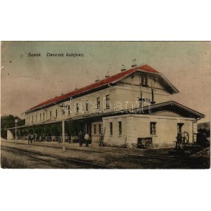 1916 Sanok, Dworzec kolejowy. M. Muschla / stazione ferroviaria