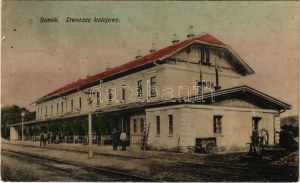 1916 Sanok, Dworzec kolejowy. M. Muschla / železničná stanica