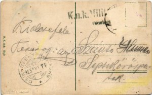 1915 Szczakowa (Jaworzno), Kosciol katolicki / Kirche mit Pfarrhaus / Catholic church and parish (worn corners...