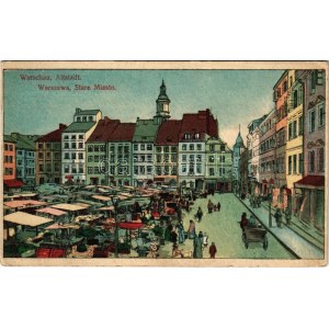 1915 Warszawa, Varsovie, Warschau, Warsaw; Altstadt / Stare Miasto / old town, market (EK)
