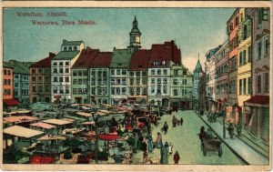 1915 Warszawa, Varsovie, Warschau, Varsovie ; Altstadt / Stare Miasto / vieille ville, marché (EK)