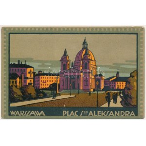 1915 Warszawa, Varsovie, Warschau, Varsavia; Plac Sgo. Aleksandra. Pocztówka, Prawo repro. Zastrz. / piazza...
