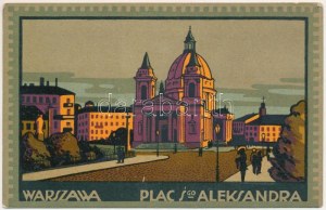 1915 Warszawa, Varsovie, Warschau, Varšava; Plac Sgo. Aleksandra. Pocztówka, Prawo repro. Zastrz. / námestie...