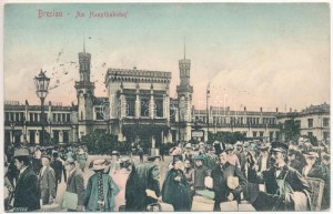 1907 Breslavia, Breslau; Am Hauptbahnhof. Verl. Max Friedländer / alla stazione ferroviaria - montaggio (Rb...