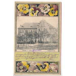 1900 Zabrze, Amtsgericht / Sąd Rejonowy. Hans Mücke secesyjny, kwiatowy, litografia (EK)