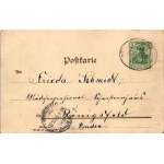 1905 Bombach (Kenzingen), Gasthaus zur Krone / celkový pohľad, hostinec. Secesia, kvetinový, litografia (opotrebovaný roh...