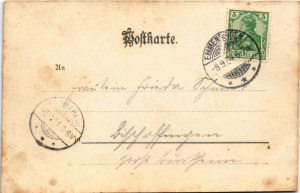 1904 Emmendingen, Gruss aus Wasser. Elzbrücke, Gasthaus z. Ochsen v. Fritz Weyh / most, hostinec. Secesný, kvetinový (EB...