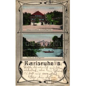 1908 Karlsruhe, Schwarzwaldhaus im Stadtgarten. Art Nouveau (fl)