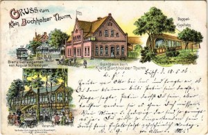 1906 Klein-Buchholz (Hannover), Gruss vom klein Buchholzer Turm, Bier u. Caffeegarten von August Noltemeyer...