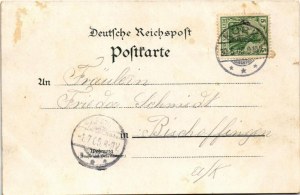 1905 Kork (Kehl), Gruss vom Landwirthschaftlichen Gaufest. Art Nouveau, floral, litho with coat of arms (small tears...