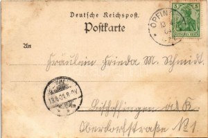1904 Opfingen (Freiburg im Breisgau), Gasthaus zur Tanne. Jugendstil, floral, Litho (fl)