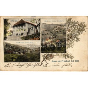 1907 Prinzbach bei Lahr (Biberach), Gasthaus z. Blume u. Postagentur von A. Eble, Kirche und Schloss Geroldseck...