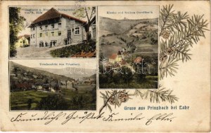 1907 Prinzbach bei Lahr (Biberach), Gasthaus z. Blume u. Postagentur von A. Eble, Kirche und Schloss Geroldseck...