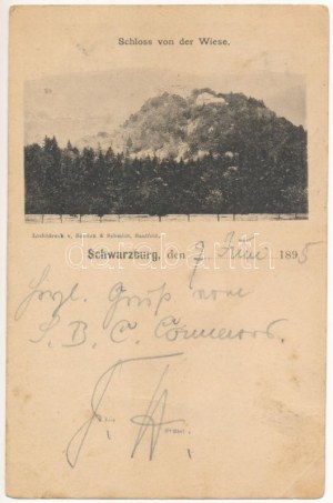 1895 (Vorläufer) Schwarzburg, Schloss von der Wiese. Schlick & Schmidt / zámek (EK)