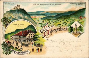 1904 Seelbach, Gruss vom Hohengeroldseck. Ruine Hohengeroldseck, Blick vom Hohengeroldseck ins Kinzigthal...