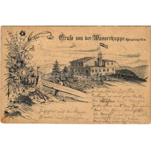 1894 (Vorläufer!!!) Wasserkuppe (Rhöngebirge), odpočinkový dům. Secese, květinový, litografie (fl)