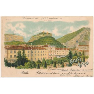 1899 (Vorläufer) Arco (Südtirol), Curhaus / hotel termale. Regel &amp; krug n. 5058. Art Nouveau, litografia (fl...