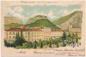 1899 (Vorläufer) Arco (Südtirol), Curhaus / lázeňský hotel. Regel & krug č. 5058. Secese, litografie (fl...