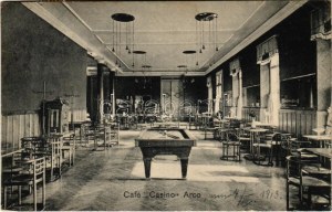 1913 Arco (Südtirol), kawiarnia Casino, wnętrze ze stołem bilardowym (EK)