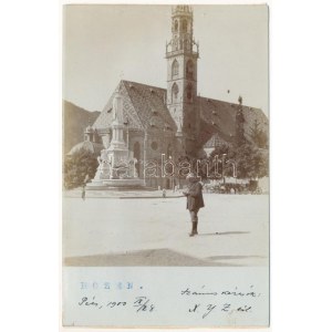 1900 Bozen, Bozen (Südtirol); Maria Himmelfahrt / Kirche. Fritz Gratl handkoloriertes Foto
