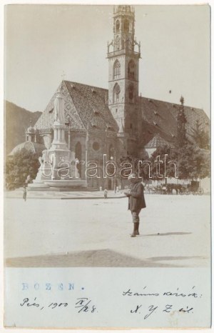 1900 Bolzano, Bolzano (Südtirol); Maria Himmelfahrt / chiesa. Foto colorata a mano di Fritz Gratl