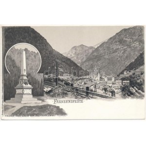 Fortezza, Franzensfeste (Südtirol); Krieger Denkmal in der Sachsenklemme / military heroes monument, railway tracks...