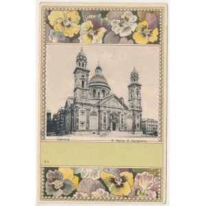 Genova, Janov; S. Maria di Carignano. E. Della Casa / kostol. Secesný, kvetinový, litografický