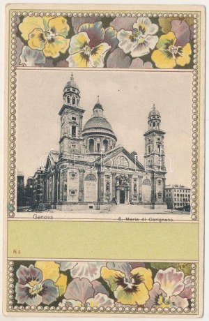 Genova, Genova; S. Maria di Carignano. E. Della Casa / chiesa. Art Nouveau, floreale, litografia