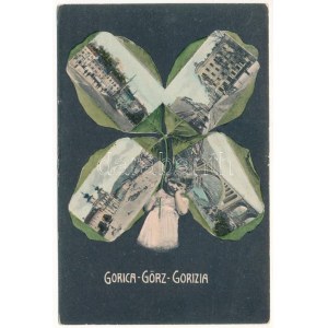 Gorizia, Görz, Gorica ; Montage avec trèfle, Art nouveau (EK)