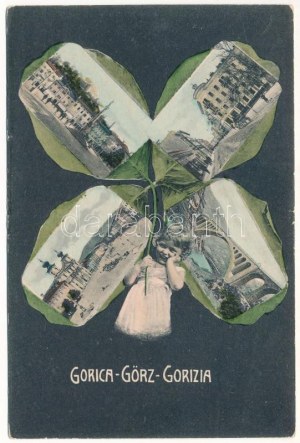 Gorizia, Görz, Gorica; Montage with clover, Art Nouveau (EK)