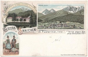 1897 (Vorläufer) San Candido, Innichen (Südtirol); Wildbad, Hofmarkt, Haunold, Pusterthaler Volkstracht...