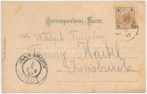 1897 (Vorläufer) San Candido, Innichen (Südtirol) ; Wildbad, Hofmarkt, Haunold, Pusterthaler Volkstracht...