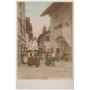 Sarntino, Sarnthein, Sarntal (Südtirol); Straße. Fritz Gratl handkoloriertes Foto (fl)