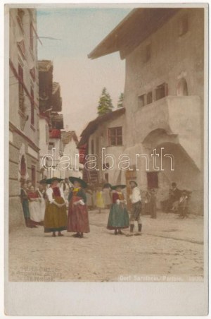 Sarntino, Sarnthein, Sarntal (Südtirol); Straße. Fritz Gratl handkoloriertes Foto (fl)