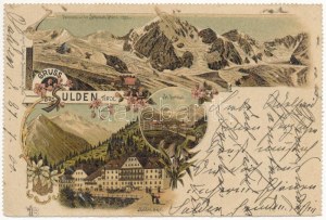 1900 Solda, Sulden (Südtirol); Panorama dal rifugio Schaubach (2573 m), St. Gertraud, Hotel Sulden. E...