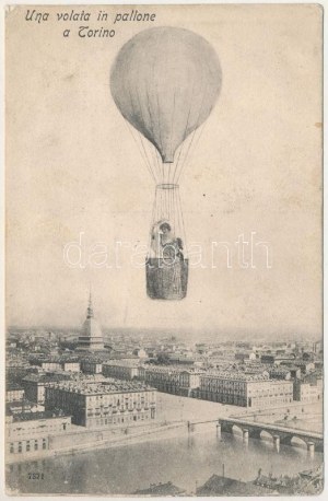 1908 Torino, Turin; Una volata in pallone / Montage mit Luftballon (EK)