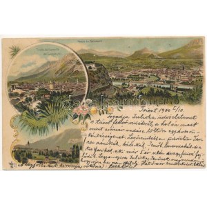 1900 Trente, Trient (Südtirol) ; Belvedere, Convento dei Cappuccini, Piazza della Stazion e Monumento a Dante...