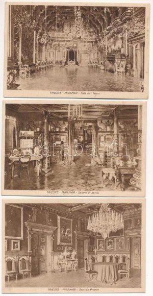 Trieste, Miramar - 10 pre-1945 interior postcards in their own case