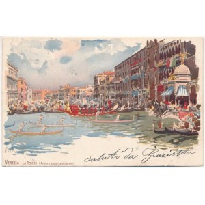 Venezia, Benátky; La regata (Arrivo e dispensa dei premi) / The Historic Regatta...