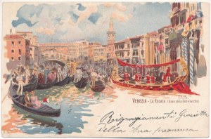 Venezia, Venice, Venedig; La regata, Gran corso delle barche / The Historic Regatta. F. Guggua litho