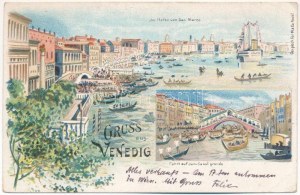 Venezia, Venezia, Venedig; Im Hafen von San Marco, Fahrt auf dem Canäl grande / il porto di San Marco...