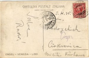 1913 Venezia, Benátky; Lido / šermíři na pláži. Engelovo foto (EK)