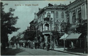 Braila, Strada Regala, Farmacia Minerva, Universal / rue, pharmacie, magasins. Georges Kostomyris