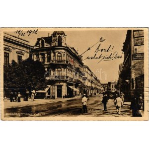 1911 Bukareszt, Bukarest, Bucuresti, Bucuresci; Calea Victoriei / widok ulicy, Hotel Imperial, kawiarnia (EK...